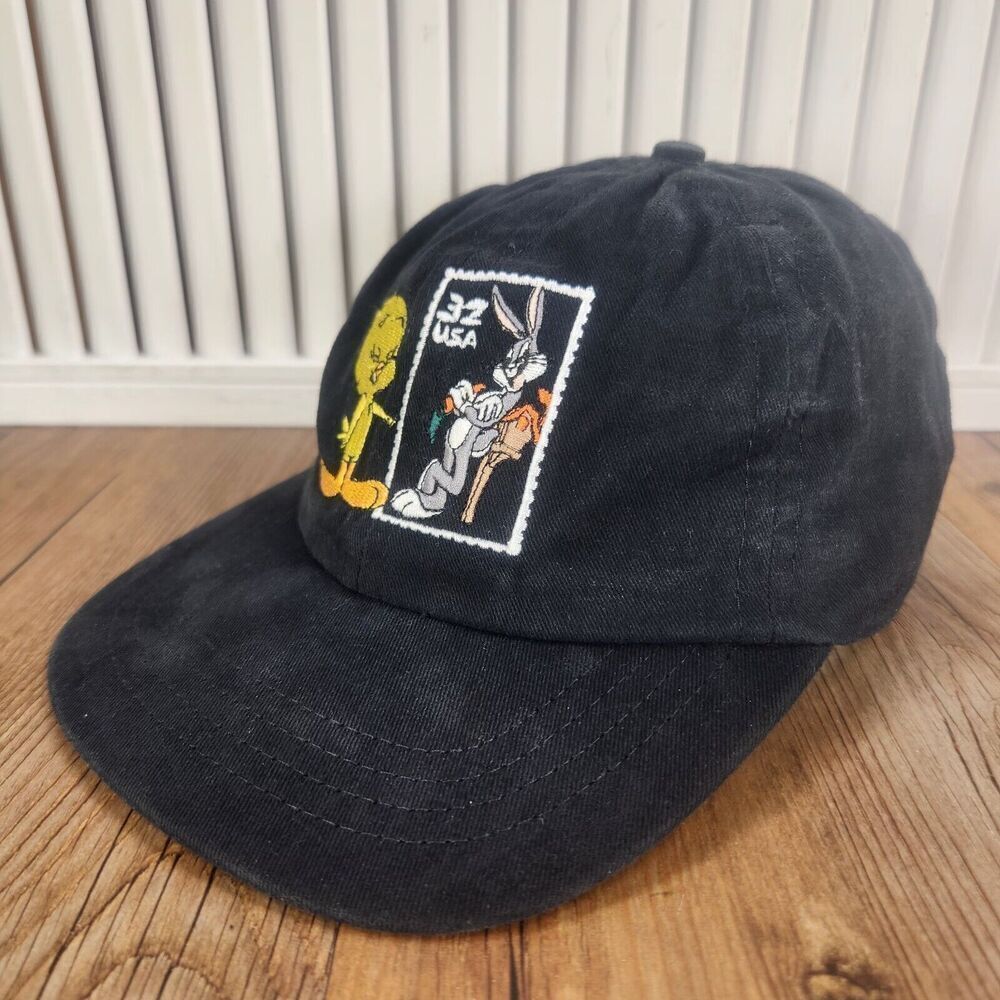 VTG 1997 Looney Tunes Stamp Collection Bugs Bunny Tweety Bird Hat Cap USPS